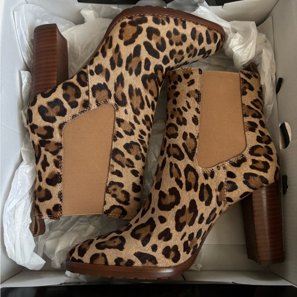 Ralph Lauren Tan Leopard Print Ankle Boots - Picture 4 of 12